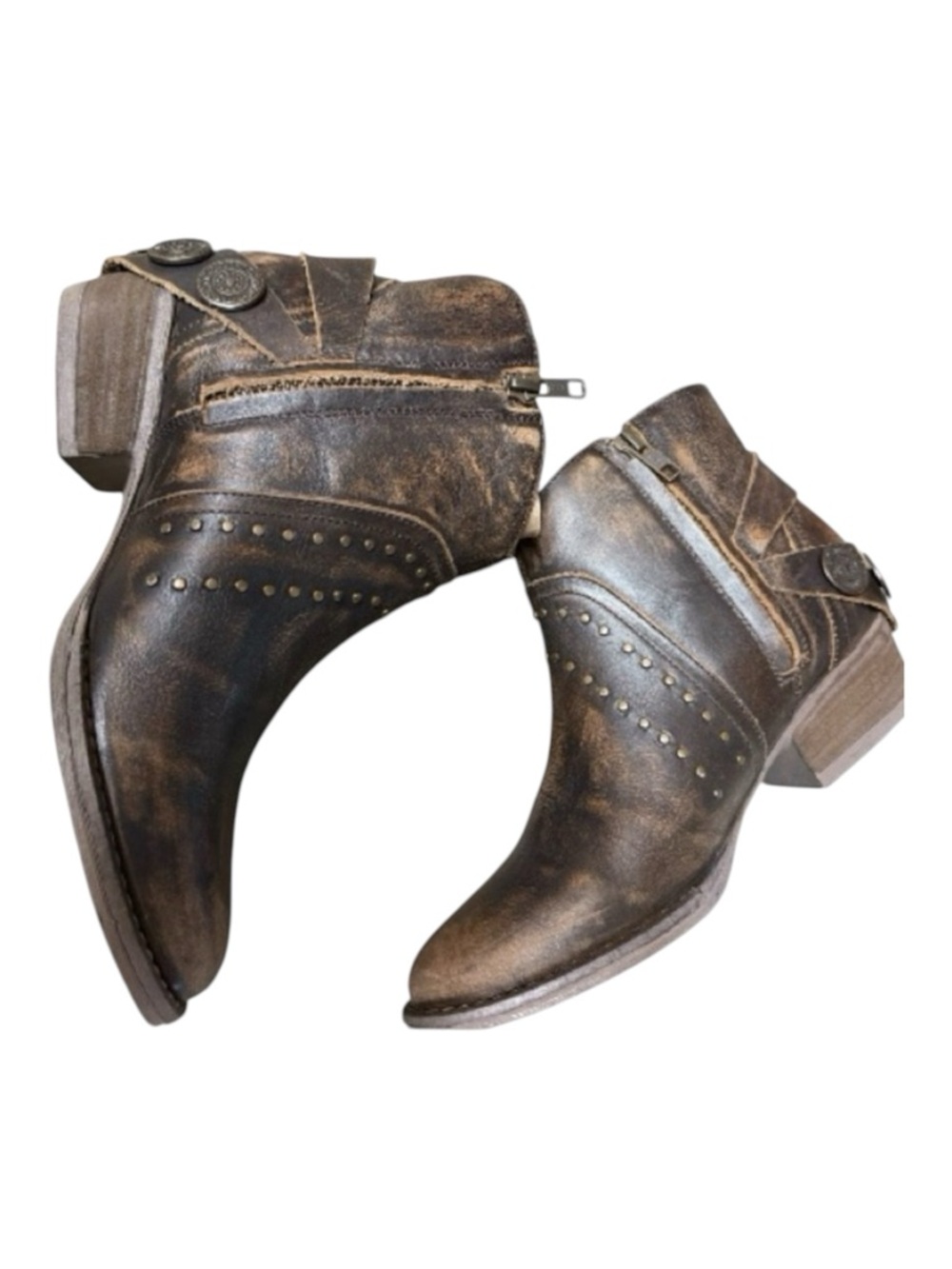 Circle G By Corral Women's LD Harness & Studs Western Ankle Boots Chocolate 8.5 - Picture 11 of 13